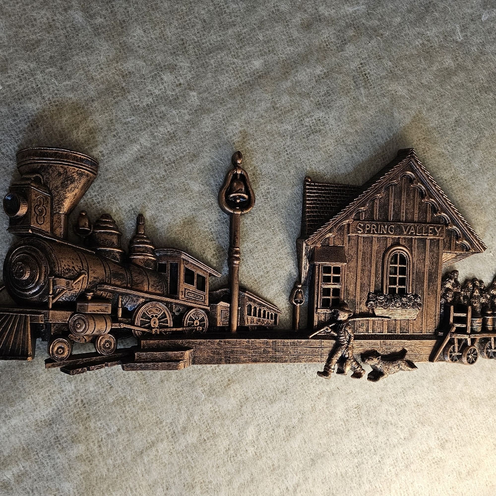 Vintage Coppercraft Guild Train Station Wall Decor